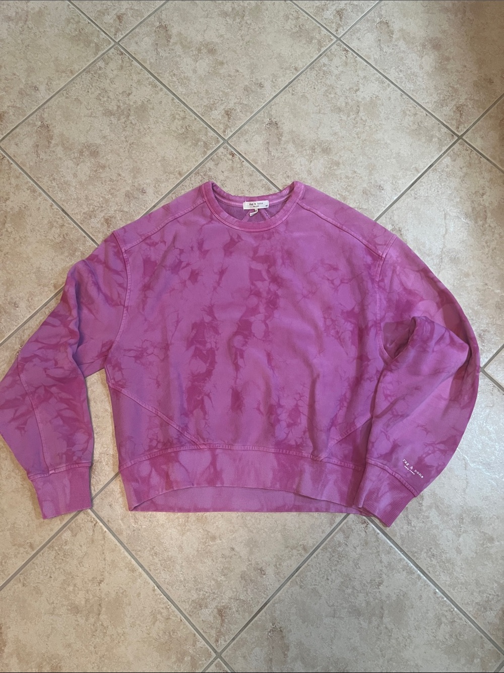 rag & bone Pink Tie-Dye Crewneck